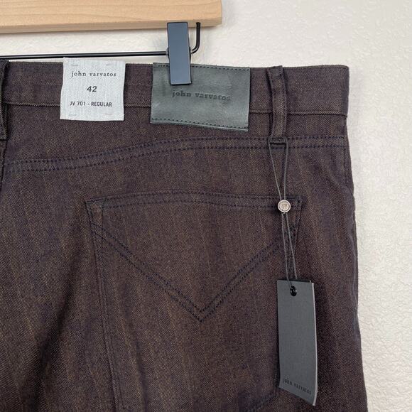 John Varvatos JV 701 Regular Fit Straight Leg Brown Stripe Pants 42 NWT - Picture 8 of 13